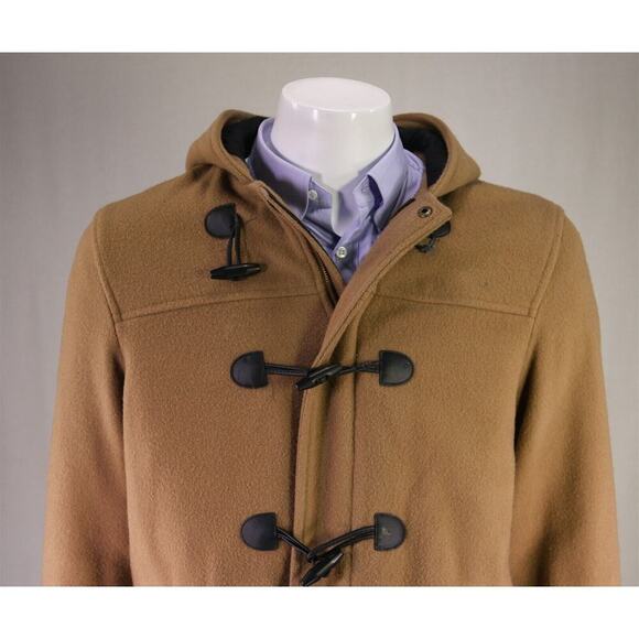 LL Bean Men's Camel Brown Wool Hooded Duffle Toggle Coat Small Regular - Picture 3 of 9